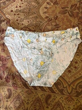 Light Blue Printed Bikini Briefs with Yellow Lemon Motif